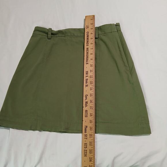 Loft Outlet Size 8 Olive Green Mini Skirt cotton/rayon blend side-zip - Picture 4 of 10